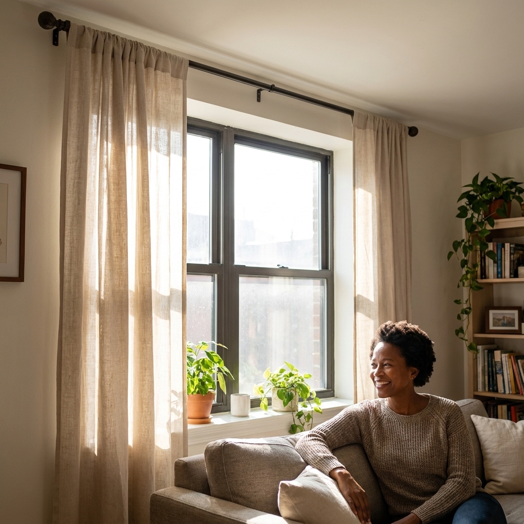 Hang Curtains High and Wide in a Small Apartment